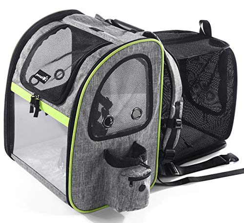 Pecute Transportin Perro Gato Mochila del Mascotas, Portador de Viaje Mochila Bolsa de Transporte para Perros Gatos, Plegable Transparente y Ampliable, Carga Máxima 20 kg, Gris Pecute Transportin Perro Gato Mochila del Mascotas, Portador de Viaje Mochila Bolsa de Transporte para Perros Gatos, Plegable Transparente y Ampliable, Carga Máxima 20 kg, Gris