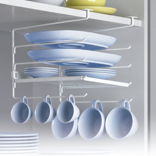 Rayen Colgador con estantes para armarios de Cocina, Blanco, 22,5x30x26 cm, Metal, 22.5 x 30 x 26 cm