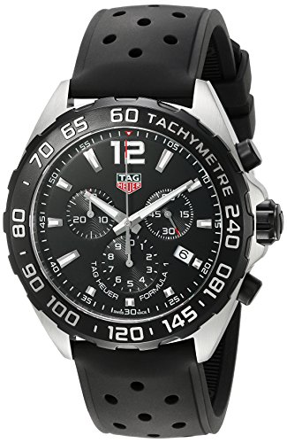 TAG Heuer Reloj de hombre de Fórmula 1, de goma y acero inoxidable, reloj de cuarzo suizo, color: negro (modelo: CAZ1010.FT8024)