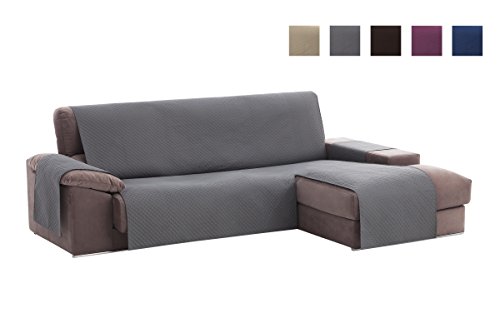 Textilhome - Funda Cubre Sofá Chaise Longue Adele, Protector para Sofás Acolchado Brazo Derecho. Tamaño -240cm. Color Gris (Visto DE Frente) Textilhome - Funda Cubre Sofá Chaise Longue Adele, Protector para Sofás Acolchado Brazo Derecho. Tamaño -240cm. Color Gris (Visto DE Frente)