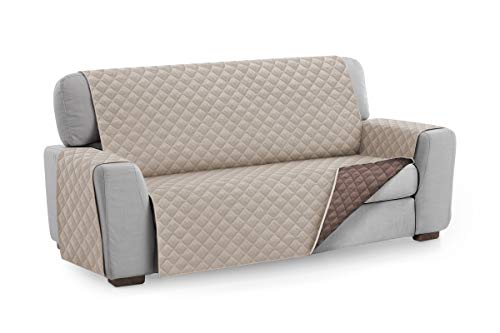 Textilhome - Funda Cubre Sofá Malu, 2 Plazas, Protector para Sofás Acolchado Reversible. Color Beige C/7 Textilhome - Funda Cubre Sofá Malu, 2 Plazas, Protector para Sofás Acolchado Reversible. Color Beige C/7