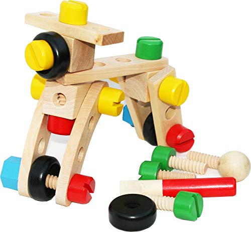 TOWO Juguete de Tuercas y Tornillos - Conjunto de Bloques de construcción con 30 Piezas de Madera para niños - Con hermoso bolso para almacenar - herramientas juguetes - juego de destornilladores TOWO Juguete de Tuercas y Tornillos - Conjunto de Bloques de construcción con 30 Piezas de Madera para niños - Con hermoso bolso para almacenar - herramientas juguetes - juego de destornilladores