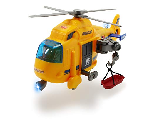 Dickie-Helicóptero Action Series 18cm 3302003 Vehículo de Juguete con función, Color Amarillo