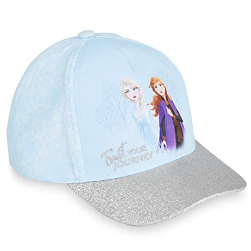 Disney Frozen 2 Gorra de Visera para Niña, Gorras Beisbol Azul con Las Princesas Anna y Elsa, Gorra Niña con Purpurina Talla Unica, Regalos Originales para Niñas