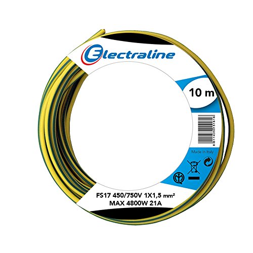 Electraline 13101 Cable unipolar FS17, sección 1 x 1.5 mm², Amarillo/Verde, 10 m