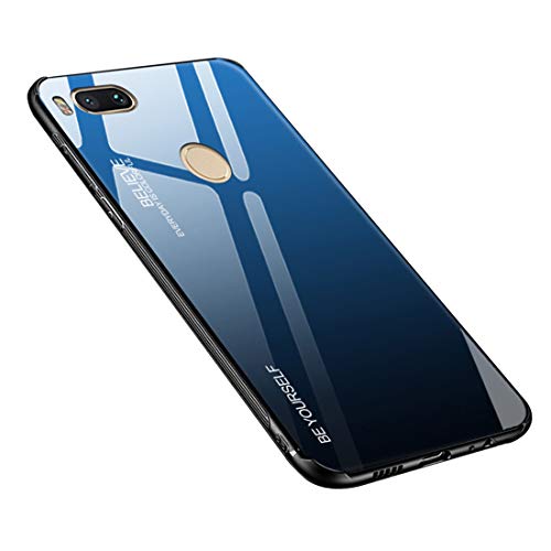 Funda para Xiaomi Mi A1, Xiaomi Mi 5X, Funda para teléfono móvil, Cristal Templado con Marco de Silicona TPU Suave, Color Degradado, Funda Protectora para Xiaomi Mi A1 / Mi 5X