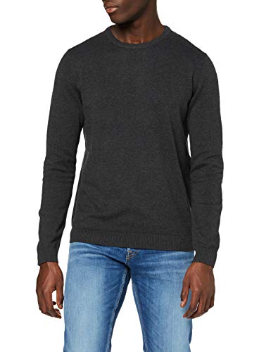 Jack & Jones Jjebasic Knit Crew Neck Noos suéter, Gris (Dark Grey Melange Dark Grey Melange), Large para Hombre