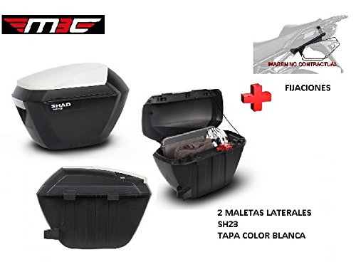 Kit SHAD fijacion+ Maletas Laterales Tapa Blanca SH23 Suzuki V-Strom 650 (12-16)