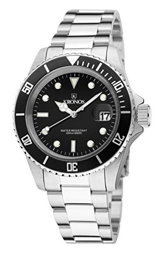 KRONOS- Sport Q 200MTS Black 977.8.55 - Reloj Diver de Caballero de Cuarzo, Brazalete de Acero, Color Esfera: Negra