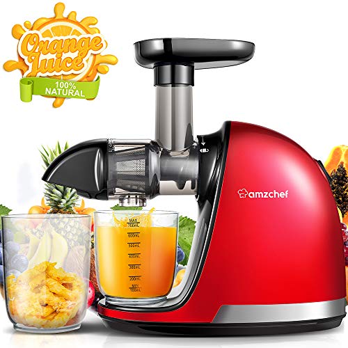 Licuadora Prensado en Frio, AMZCHEF Licuadora Frutas Verduras,Extractor de zumos con Función inversa,Motor Silencioso,fácil de limpiar con un cepillo extra Licuadora Prensado en Frio, AMZCHEF Licuadora Frutas Verduras,Extractor de zumos con Función inversa,Motor Silencioso,fácil de limpiar con un cepillo extra
