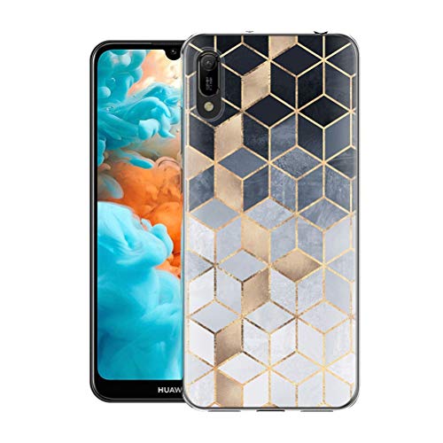 Pnakqil Funda Huawei Y6 Pro 2019 Clear Transparente Silicona Carcasa Ultrafina Suave Gel TPU Piel Anti-Golpes Protectora Bumper Case Cover Compatible con Teléfono Huawei Y6 Pro, Square