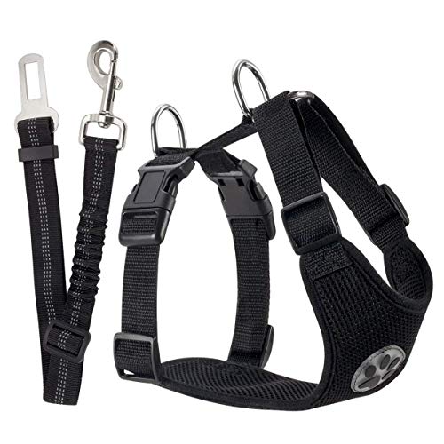SlowTon Arnés de Coche para Perro con Correa de Conector, multifunción, Ajustable, Doble Tejido de Malla Transpirable, arnés de Chaleco de Viaje con cinturón de Seguridad SlowTon Arnés de Coche para Perro con Correa de Conector, multifunción, Ajustable, Doble Tejido de Malla Transpirable, arnés de Chaleco de Viaje con cinturón de Seguridad