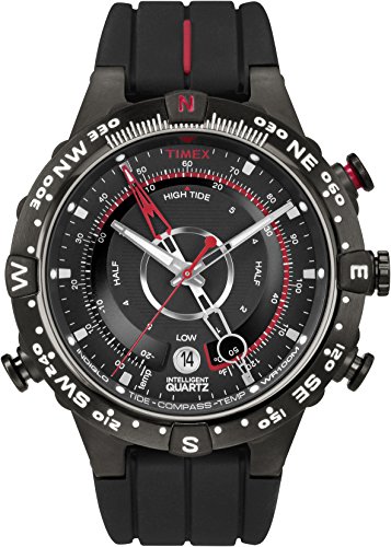 Timex Intelligent Quartz - Reloj análogico de cuarzo con correa de silicona para hombre, color negro