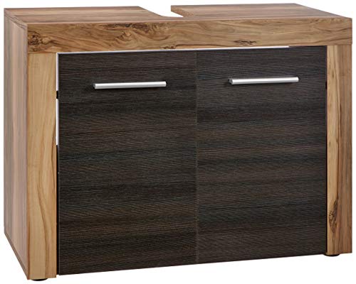 trendteam Mueble de baño base para lavabo Mueble base Cancun Boom, Mueble base Skin Gloss, 72 x 56 x 34 cm en acabado nogal satinado con hueco para sifón,