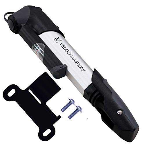 VeloChampion Bomba de Bicicleta Alloy 9 con manómetro - Presta/Schrader 8.3 Bar (120 PSI) - portátil, compacta, Duradera, rápida y fácil de Usar (Pump) VeloChampion Bomba de Bicicleta Alloy 9 con manómetro - Presta/Schrader 8.3 Bar (120 PSI) - portátil, compacta, Duradera, rápida y fácil de Usar (Pump)