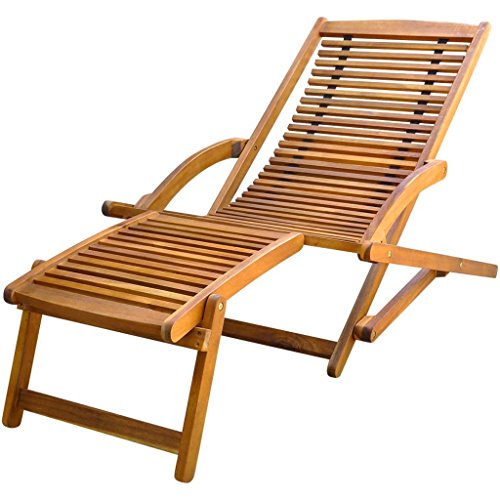 vidaXL Tumbona Modelo con Reposapiés de Material Madera Acacia Fácil de Plegar vidaXL Tumbona Modelo con Reposapiés de Material Madera Acacia Fácil de Plegar