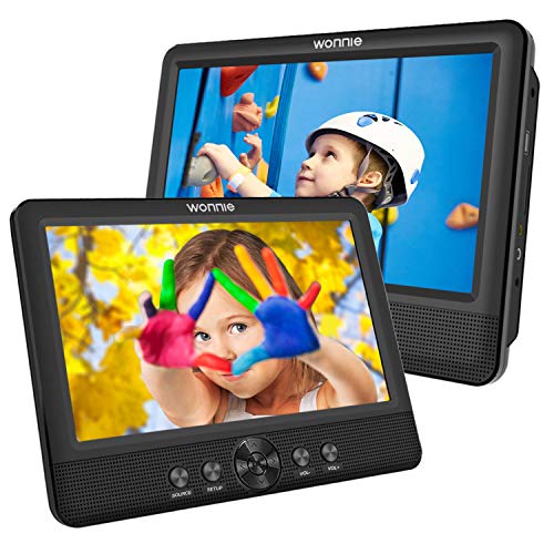 WONNIE 2 Reproductor de DVD Portátil para Coche, con 10.5" Doble Pantallas para Niños Viaje 5 Horas Batería Recargable Compatible con Tarjeta SD y USB con 2 Mando a Distancias WONNIE 2 Reproductor de DVD Portátil para Coche, con 10.5" Doble Pantallas para Niños Viaje 5 Horas Batería Recargable Compatible con Tarjeta SD y USB con 2 Mando a Distancias