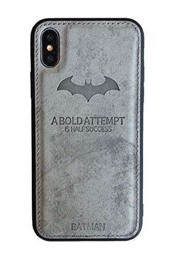 XMMorning Funda para iPhone XS/X, Carcasa Protectora de Tela [Antiarañazos] + Borde de Silicona Suave para Apple iPhone XS/X, Impresión Moderna de Batman (Gris)