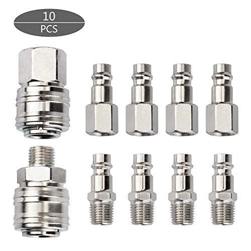 10 piezas Air Line Euro Hose Fitting Astarye Airline Hose Compressor Fittings 1/4"BSP Air Coupler and Plug Kit