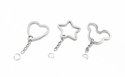 30 unidades - Llavero con cadena, piezas de llavero, 3 estilos: en forma de estrella, de oso y de corazones.
