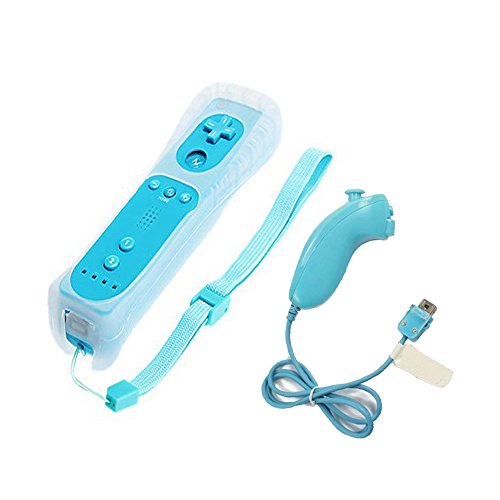 BIGFOX 2 en 1 Mando Plus con Motion Plus y Nunchunk para Nintendo Wii / Wii U (Opcional a Seis Colores) y Funda de Silicona - Azul Claro BIGFOX 2 en 1 Mando Plus con Motion Plus y Nunchunk para Nintendo Wii / Wii U (Opcional a Seis Colores) y Funda de Silicona - Azul Claro