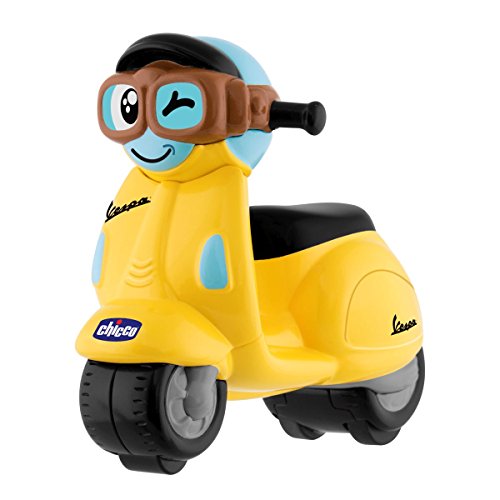 Chicco - Mini moto, Vespa Turbo Touch, con carga por retroceso, color amarillo