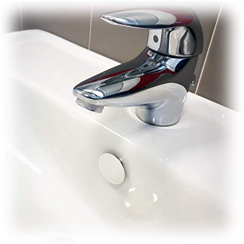 Fischer 551886 - Tapón de rebosadero TTP K, color blanco, apto para agujero en lavabos, lavabos y bidés, para baños y cocinas, 551886