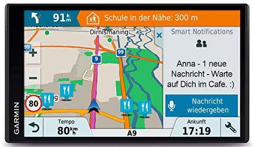 Garmin DriveSmart 61LMT-D - Navegador GPS por satélite con pantalla táctil de 6.95", actualizaciones de mapas de por vida para Reino Unido, Irlanda y Europa completa, tráfico digital y Wi-Fi, negro