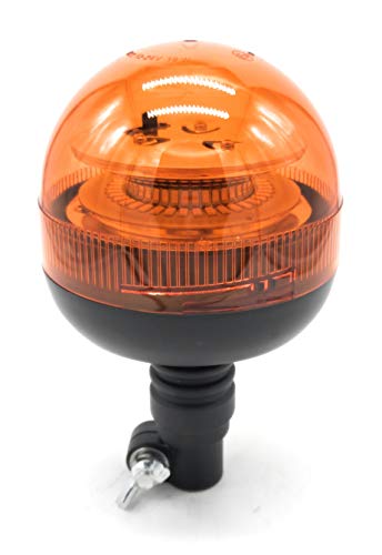 Rotativo LED flexible destellante homologado para tractor, camion, o vehiculo multivoltaje 12 o 24 voltios con luz ambar intermitente y destellante estrosbotica de emergencia, Irrompible.