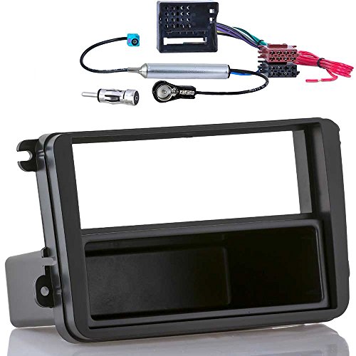 Set de instalación válido para VW Golf 5, 6, Passat, EOS + Skoda + Seat (Estructura de Radio + Adaptador de Radio Fakra Phantom ISO + Adaptador ISO-DIN)