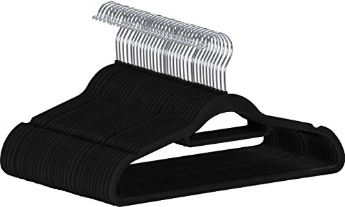 Utopia Home Paquette de 50 Perchas de Terciopelo - Perchas para Trajes de Terciopelo con Tie Bar - Antideslizantes (Negro) Utopia Home Paquette de 50 Perchas de Terciopelo - Perchas para Trajes de Terciopelo con Tie Bar - Antideslizantes (Negro)