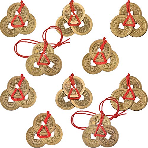 Boao Monedas de Fortuna China Monedas de Feng Shui I-Ching Moneda Tradicional con Cuerda Roja para Riqueza y Éxito, 5 Estilos (10) Boao Monedas de Fortuna China Monedas de Feng Shui I-Ching Moneda Tradicional con Cuerda Roja para Riqueza y Éxito, 5 Estilos (10)