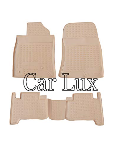 Car Lux AR05527 - Alfombrillas Alfombras de goma a medida con borde alto tipo cubeta 3D en BEIGE Land Cruiser 120