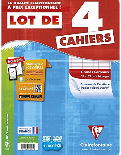 Clairefontaine Metric - Cuaderno a cuadros (sin muelles de espiral, 96 páginas, 24 x 32 cm, 4 unidades) Clairefontaine Metric - Cuaderno a cuadros (sin muelles de espiral, 96 páginas, 24 x 32 cm, 4 unidades)