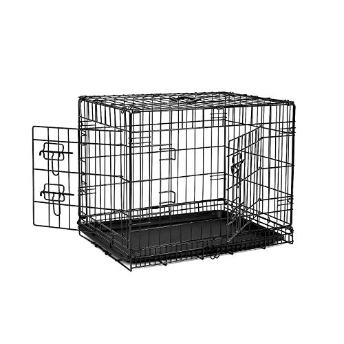 dibea DC00491, jaula de transporte para perros y animales pequeños, caja robusta hecha de alambre fuerte, plegable / con bisagras, 2 puertas, con bandeja inferior, tamaño M.