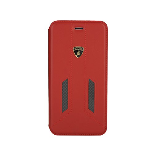 Lamborghini Huracan D6 Ultra Slim - Funda de Piel + Carbono para iPhone 7 Plus, Color Rojo