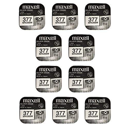 MAXELL SR626SW - 377 - Pila de Óxido de Plata - PACK DE 10 UNIDADES