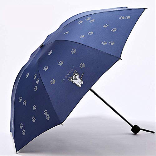 NJSDDB Paraguas Creative Pocket Umbrella Mujer Kid Kitten Parasol Impermeable Protector Solar Mujer Sunny Rainy Paraguas a Prueba de Viento Niñas Regalos   Gatito Azul Marino