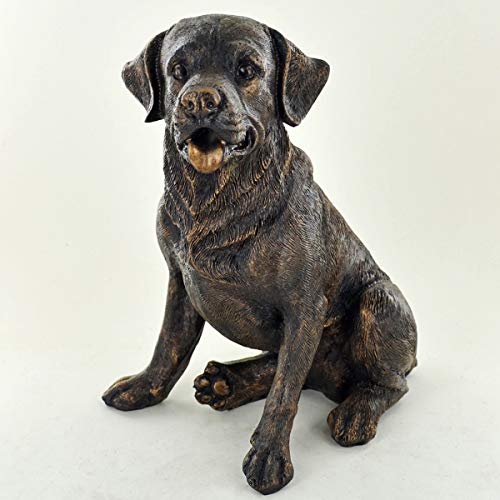 Prezents.com Escultura de Resina de Bronce Pintada para Perro, Grande, Labrador, Ideal para decoración del hogar, 19 cm de Alto