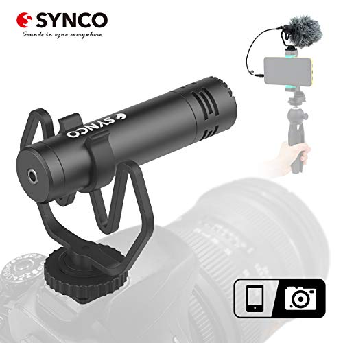 SYNCO M1 Micrófono-Cámara-Reflex-DSLR-Externo, Shotgun Micrófono Direccional para Camara y Móvil, Microfono DSLR Condensador Supercardioide Compatible para Cámara Canon, Sony, Nikon, Panasonic