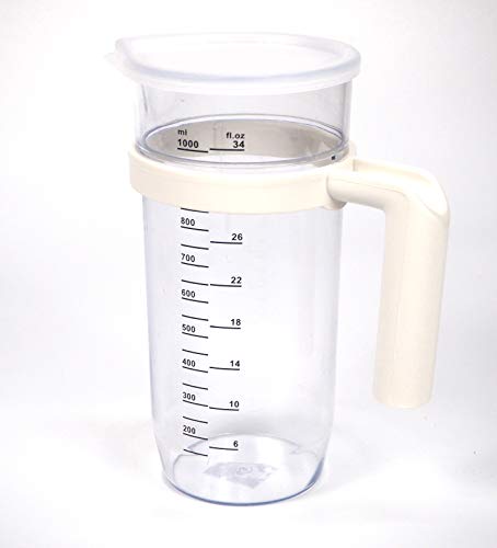 Vaso batidora Transparente 1 lito | Plástico Jarra traslucida | Vaso medidor | 205mm x 75 mm | Universal