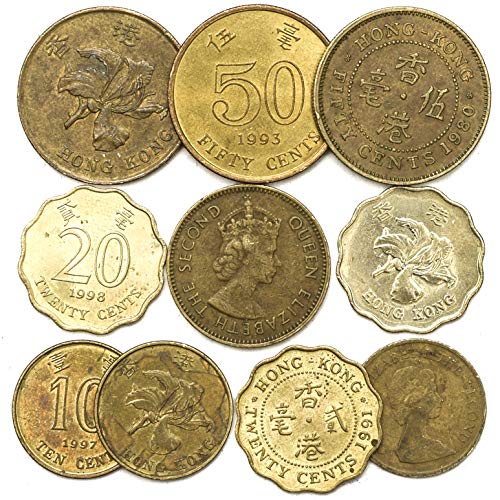 10 Monedas Antiguas de Hong Kong. Monedas de Asia meridional y la región administrativa Especial de República Popular de China. COLECCIÓN Monedas CENTAVOS