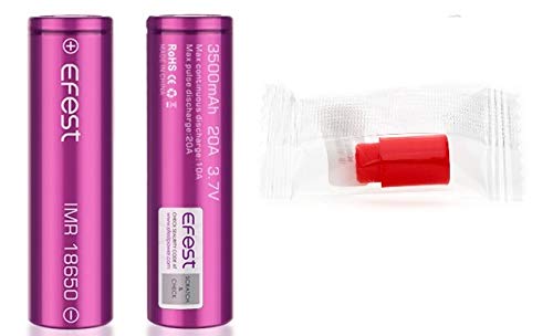 2 x cajas transporte plástico duro individual + 1 x Drip Tip de goma (incluye 2 baterías EFEST 18650 3500mAh 20A)