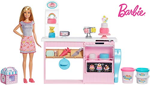 Barbie y su pastelería, muñeca con cocina y accesorios, regalo para niñas y niños 3-9 años (Mattel GFP59)