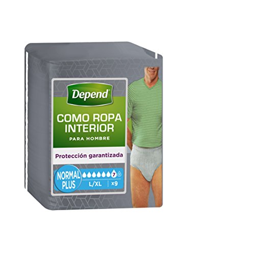 Depend como ropa interior - Absorbente para hombre, absorción normal plus, talla L/XL, 9 unidades Depend como ropa interior - Absorbente para hombre, absorción normal plus, talla L/XL, 9 unidades