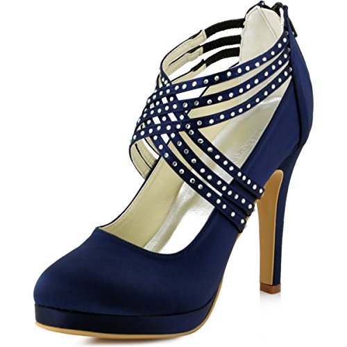 ElegantPark EP11085-PF Zapatos Novia Boda Plataforma Rhinestones Cerrado Zipper Raso Zapatos Fiesta Boda Mujer Azul Marino Talla EU 37 ElegantPark EP11085-PF Zapatos Novia Boda Plataforma Rhinestones Cerrado Zipper Raso Zapatos Fiesta Boda Mujer Azul Marino Talla EU 37