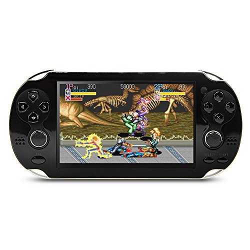 JXD Consola de videojuegos portátil de 4.3 pulgadas 8GB consola de videojuegos integrada en 1200 juegos soporte para juegos de arcade/neogeo/cps/FC/SFC/GB/GBC/GBA/SMC/SMD/SEGA Games MP4 Player (negro)