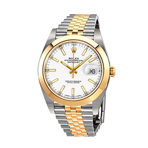 Rolex Datejust 41 blanco Dial Acero y 18 K amarillo oro Rolex Jubileo Mens Reloj 126303 WSJ