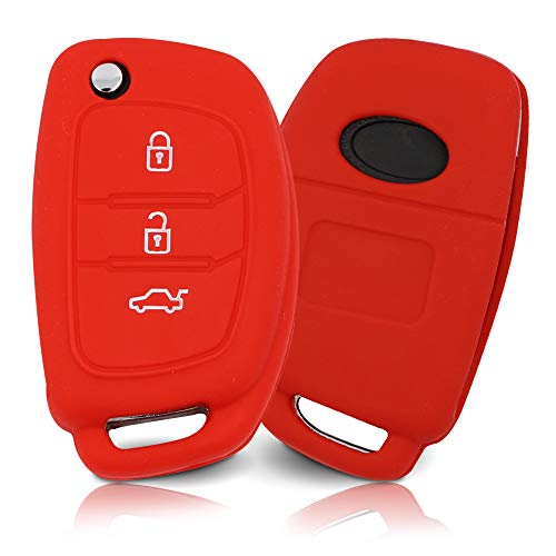 Tapa de la Llave Hecha de Silicona Premium Compatible con Hyundai, Funda Protectora para Llaves de Coche Cubierta para el Tipo de Clave 3BKB-b - Rojo