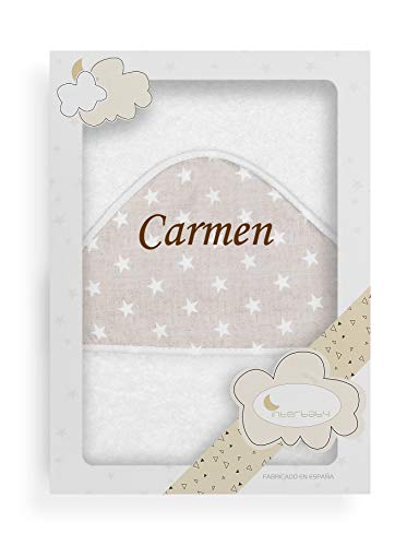 Toalla Capa de baño Bebe Personalizada con nombre bordado - Color Blanco-Beige- Danielstore Toalla Capa de baño Bebe Personalizada con nombre bordado - Color Blanco-Beige- Danielstore
